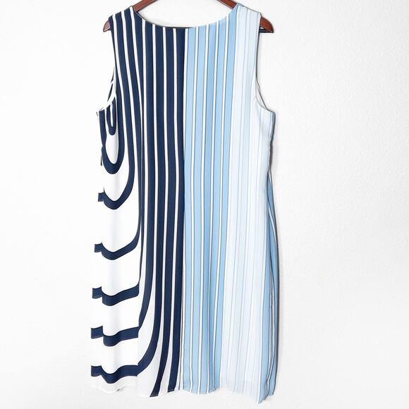 Chico's Shift Dress Sleeveless Striped Blue Navy Size 3 XL Travelcore - Picture 2 of 6